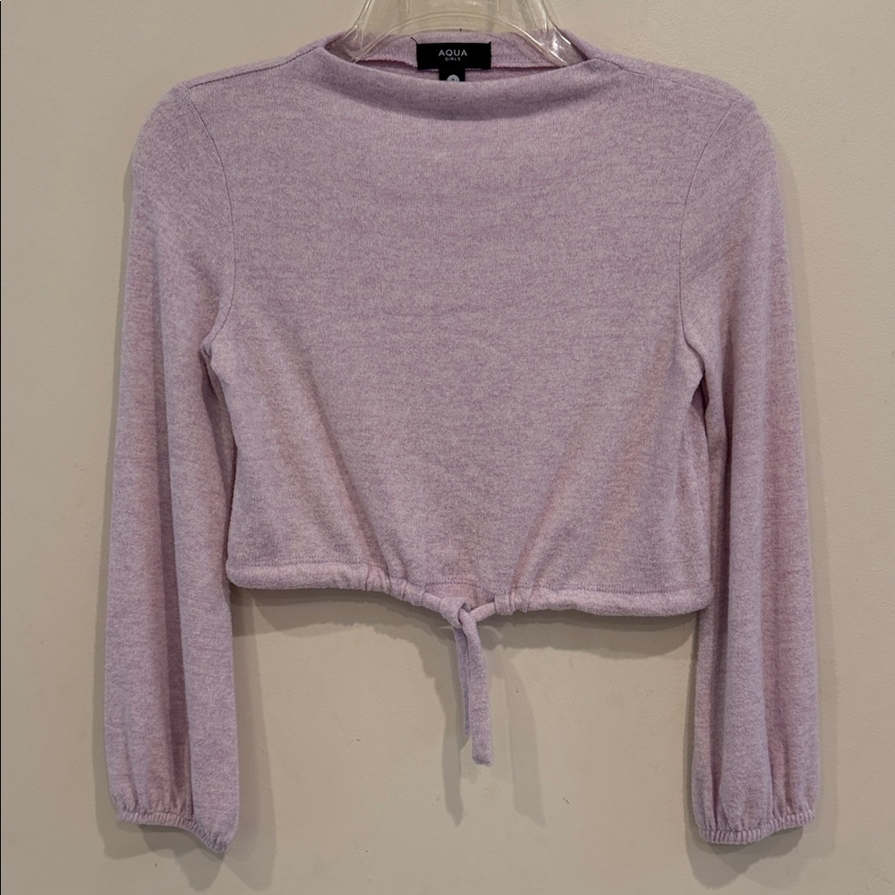 Aqua Women's Lavender Long Sleeve Crop Top